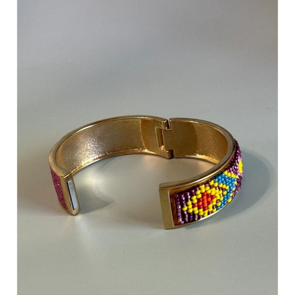 Betsey Johnson Flights of Fancy Bangle Bracelet Glass Beaded Pink Glitter Dust 7 - Picture 7 of 7